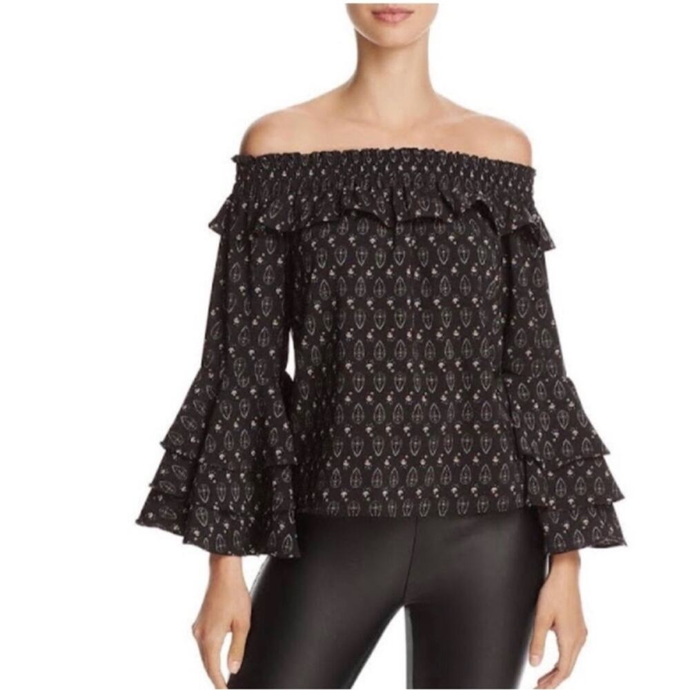 MISA Los Angeles Saskiya Off the Shoulder Bell Sleeve Top - Size M